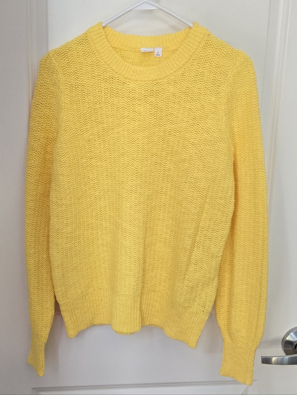Gap Yellow Loose-Knit 100% Cotton Slub Crewneck Sweater Sz S